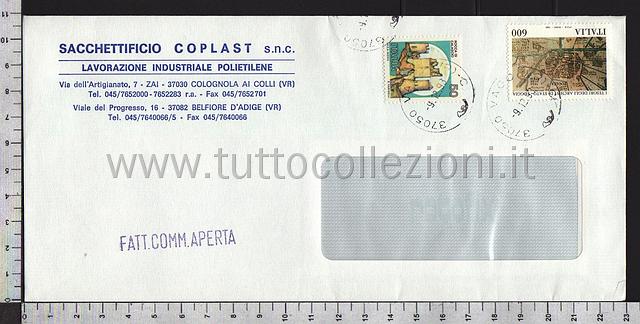 Collezionismo di storia postale buste viaggiate affrancatura tariffe postali degli anni 1990-99